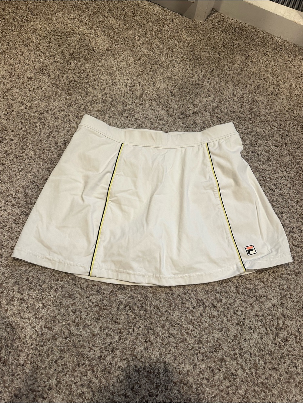 Fila White Skater Tennis Skirt with Yellow & Black Piping